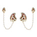 Kriaa Kundan Red Meenakari Pearl Chain Ear Cuff