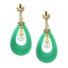 Kriaa Austrian Stone  Gold Plated Green Resin Dangler Earrings