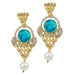 Kriaa Blue Stone Gold Plated Dangler Earrings