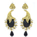 Kriaa Austrian Stone Black Drop Gold Plated Dangler Earrings