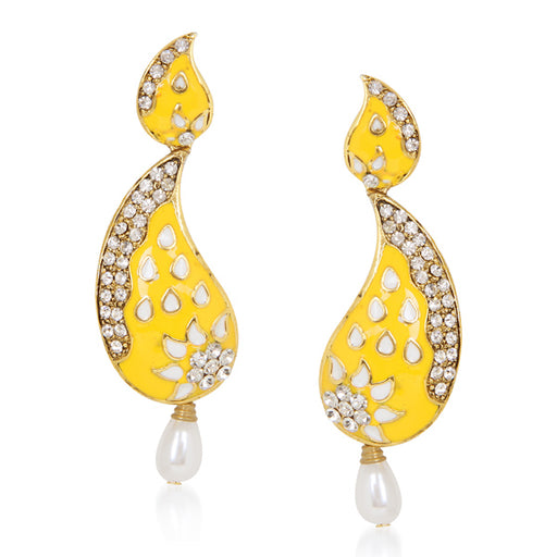 Kriaa Gold Plated Meenakari Stone Dangler Earrings