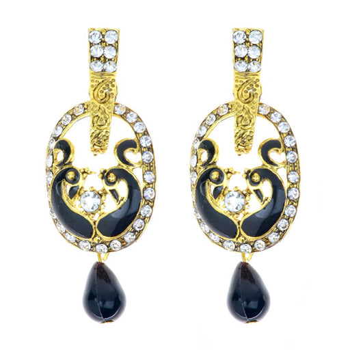Kriaa Meenakari Stone Peacock Design Dangler Earrings