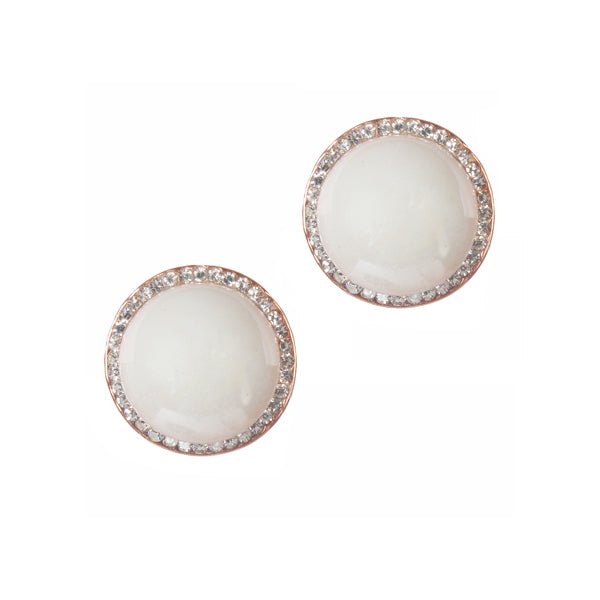 Urbana Glass Pearl  Rose Gold Plated Stud Earrings