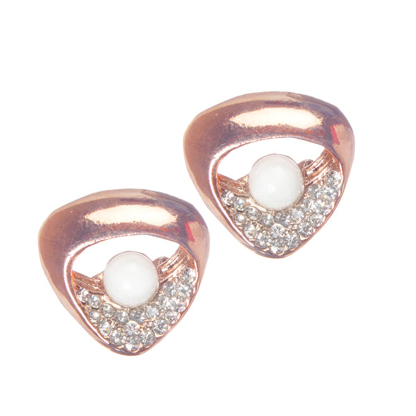 Urbana Glass Pearl Rose Gold Plated Stud Earrings