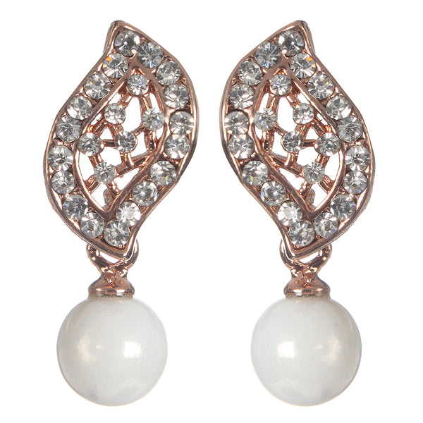 Urbana Glass Pearl  Rose Gold Plated Dangler Earrings