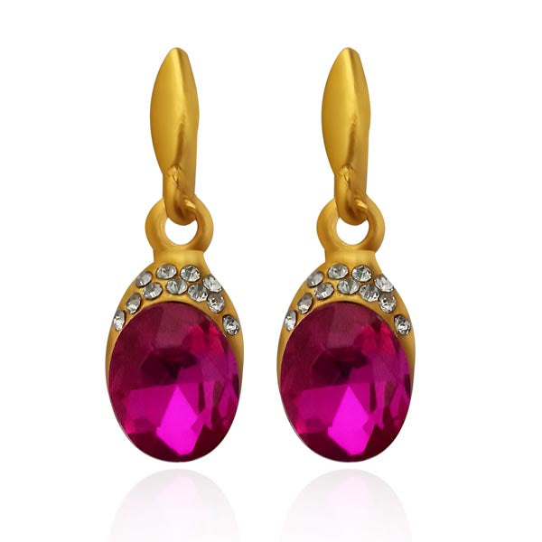 Kriaa Pink Austrian Stone Dangler Earrings