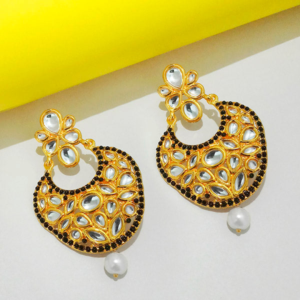 Kriaa Stone And Kundan Gold Plated Dangler Earring