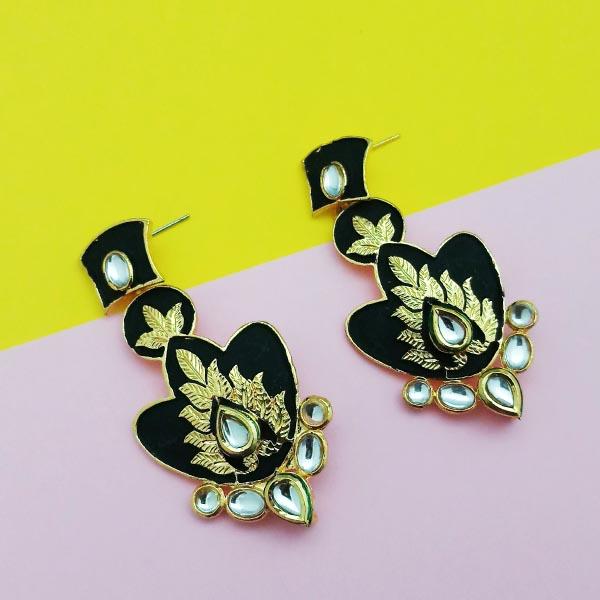 The99jewel Meenakari Pearl Kundan Danglers Earrings