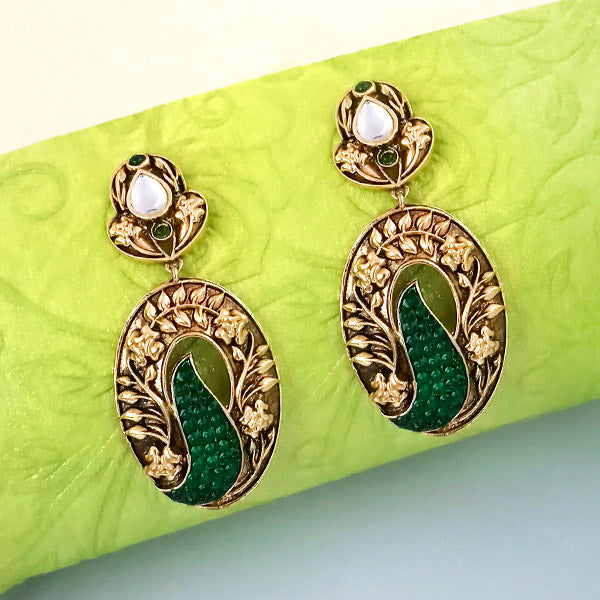 The99jewel Kundan Pota Stone Dangler Earrings