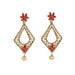 Kriaa Gold Plated  Red Austrian Stone Dangler Earrings