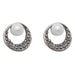The99Jewel Marcasite Stone White Pearl Stud Earrings