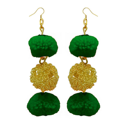 Jeweljunk Green Pompom Thread Earrings