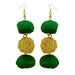 Jeweljunk Green Pompom Thread Earrings