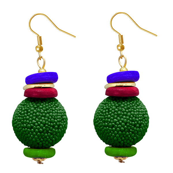Jeweljunk Gold Plated Green Beads Dangler Earrings