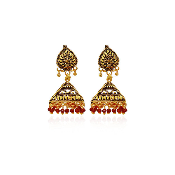 Kriaa Antique Gold Plated Jhumki Earrings