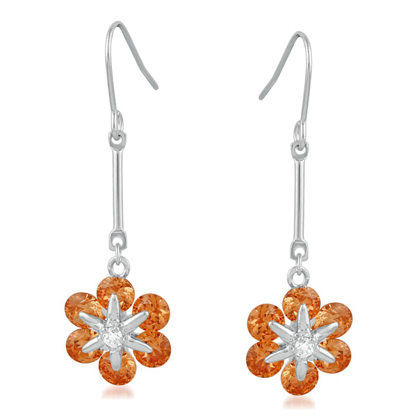 Kriaa Brown Austrian Stone Silver Plated Dangler Earrings