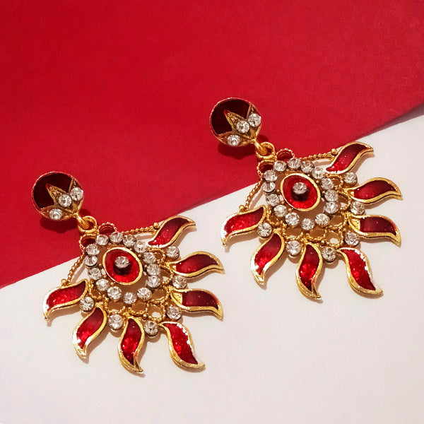 Kriaa Austrian Stone Gold Plated Meenakari  Dangler Earrings
