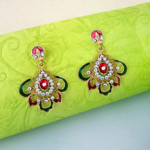 Kriaa Meenakari Austrian Stone Gold Plated Dangler Earrings