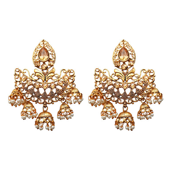 Kriaa Gold Plated Brown Austrian Stone Dangler Earrings