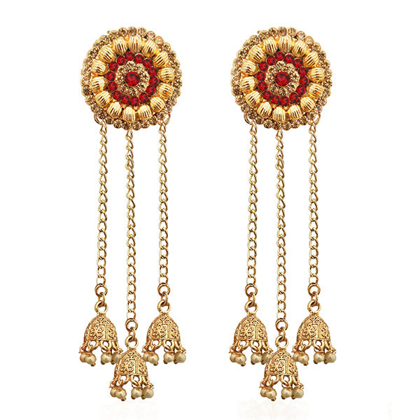 Kriaa Gold Plated Maroon Austrian Stone Dangler Earrings