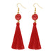 Jeweljunk Red Gold Plated Thread Earrings