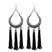 Jeweljunk Black Thread Rhodium Plated Earrings