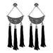 Jeweljunk Rhodium Plated Stone Thread Earrings