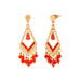 Urthn Red Stone Gold Plated Dangler Earrings