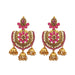 Shreeji Pink Austrian Stone Gold Plated Dangler Earrings