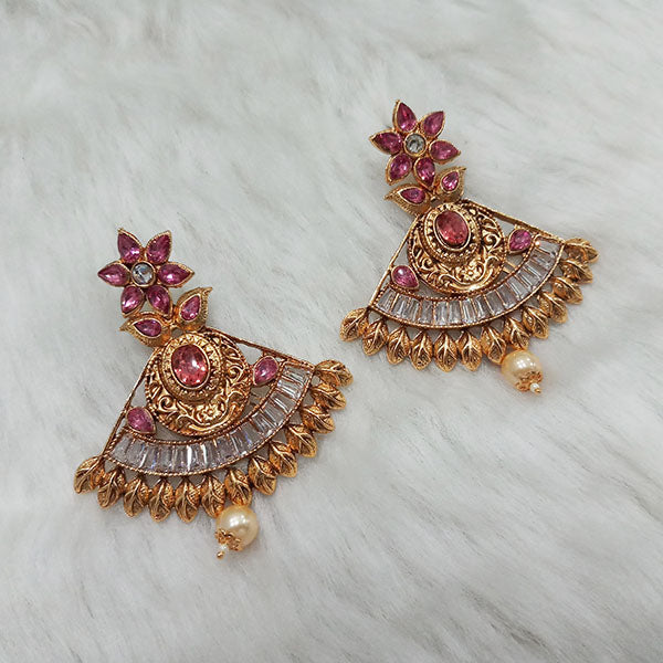 Kriaa Gold Plated AD Stone Dangler Earrings