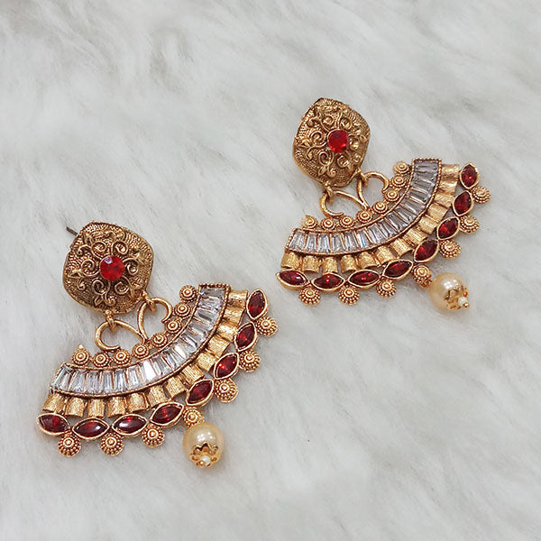Kriaa Gold Plated AD Stone Dangler Earrings