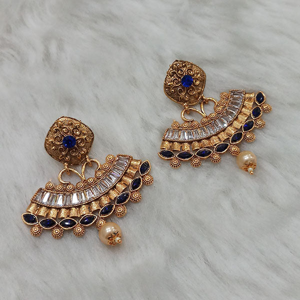 Kriaa AD Stone Gold Plated Dangler Earrings