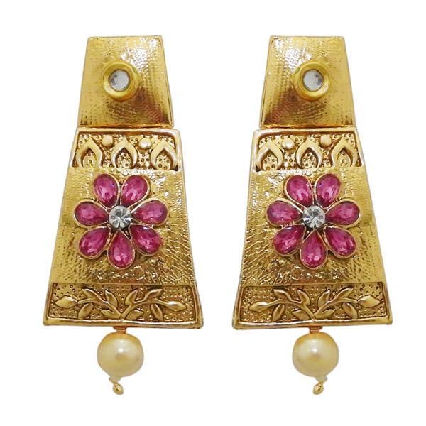Kriaa Gold Plated Austrian Stone Dangler Earrings