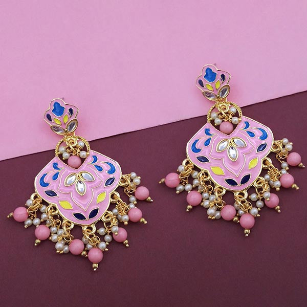 PINK CHAMPAGNE RAINS  GOLDEN EMBELLISHED EARRINGS