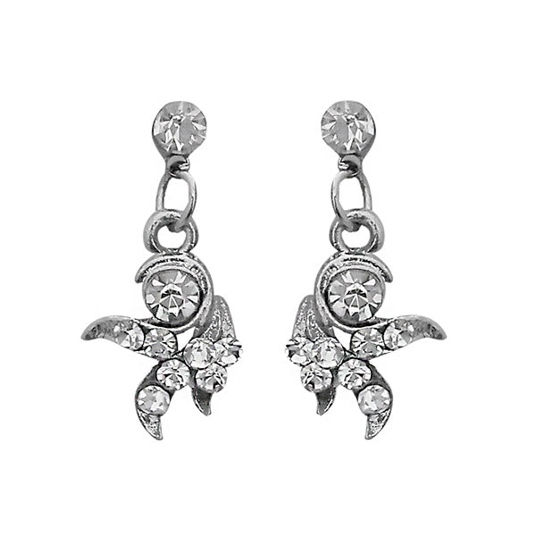 JewelMaze Austrian Stone Silver Plated Stud Earrings ( assorted design )