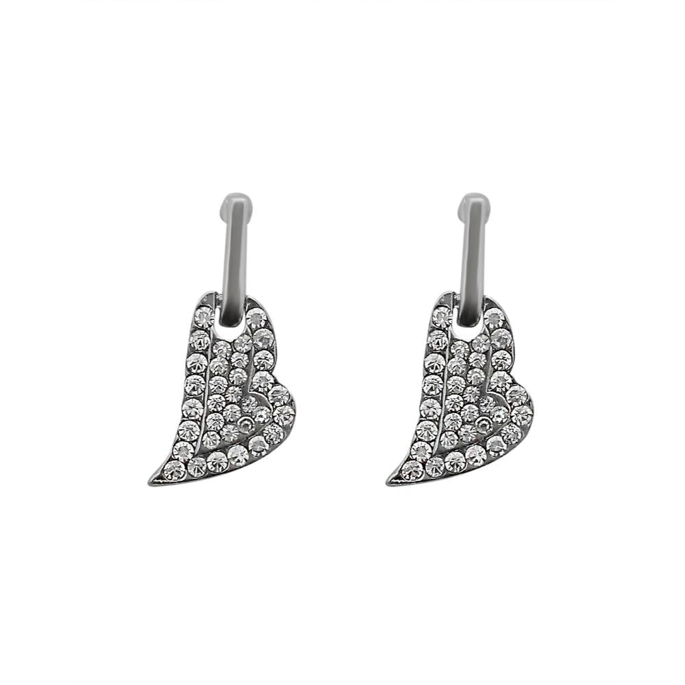 JewelMaze Austrian Stone Silver Plated Stud Earrings ( assorted design )