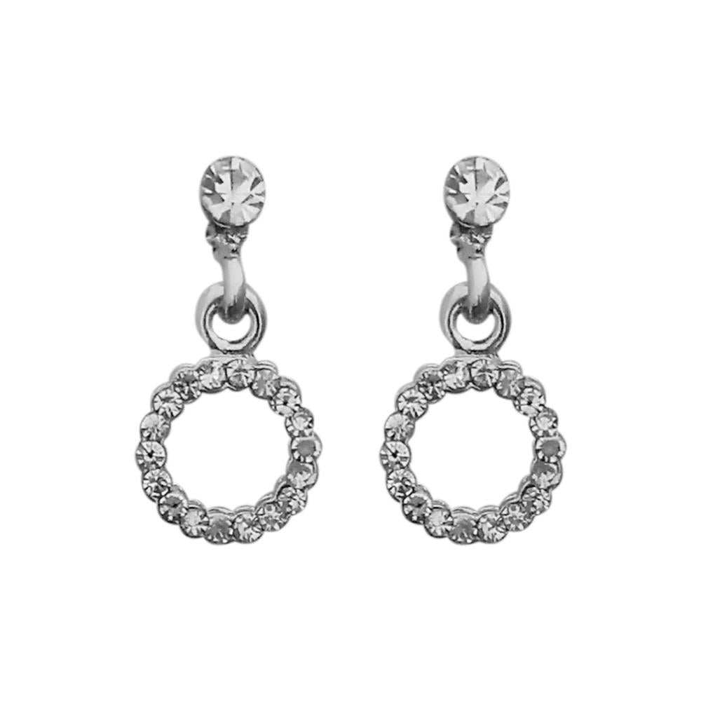 JewelMaze Austrian Stone Silver Plated Stud Earrings ( assorted design )