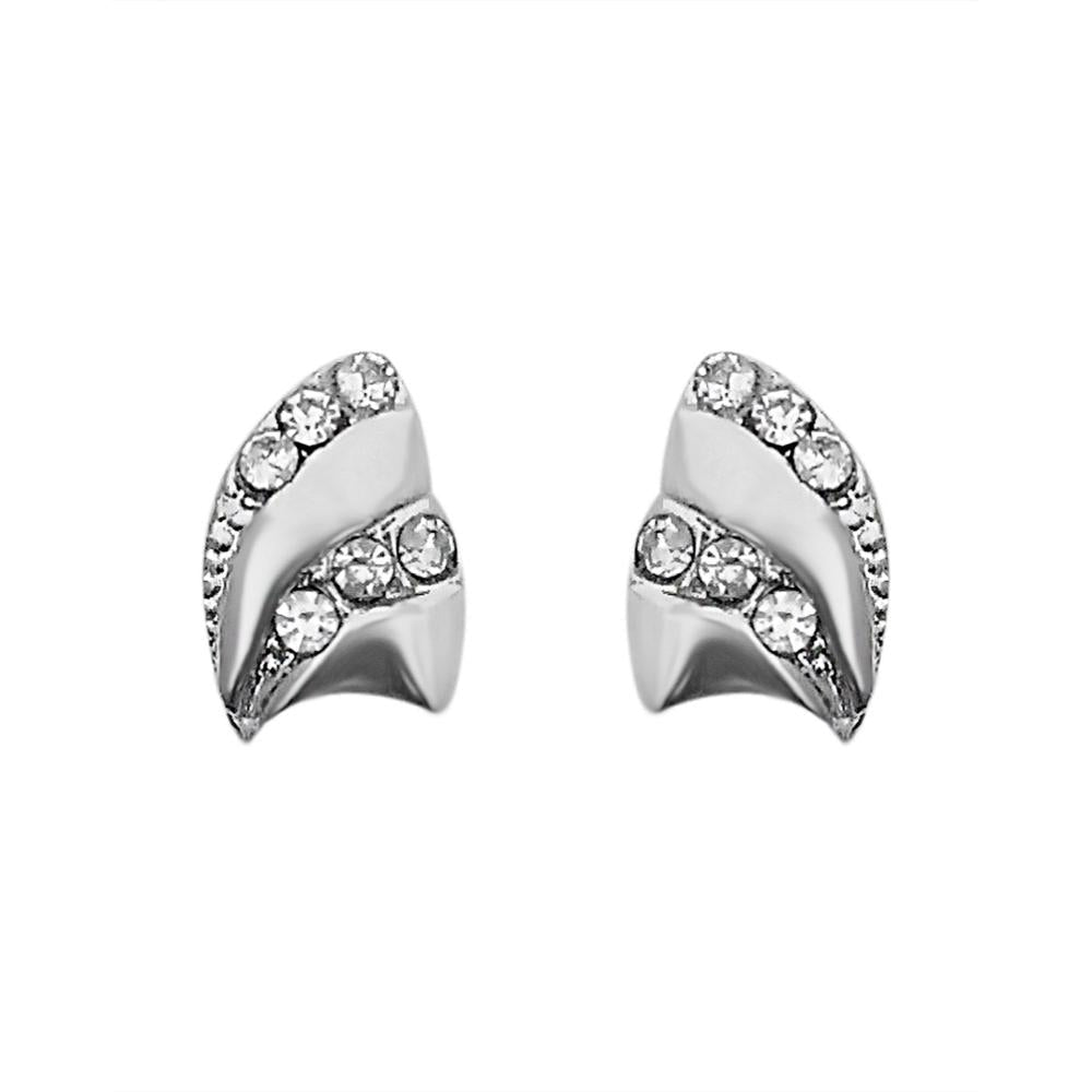 JewelMaze Austrian Stone Silver Plated Stud Earrings ( assorted design )