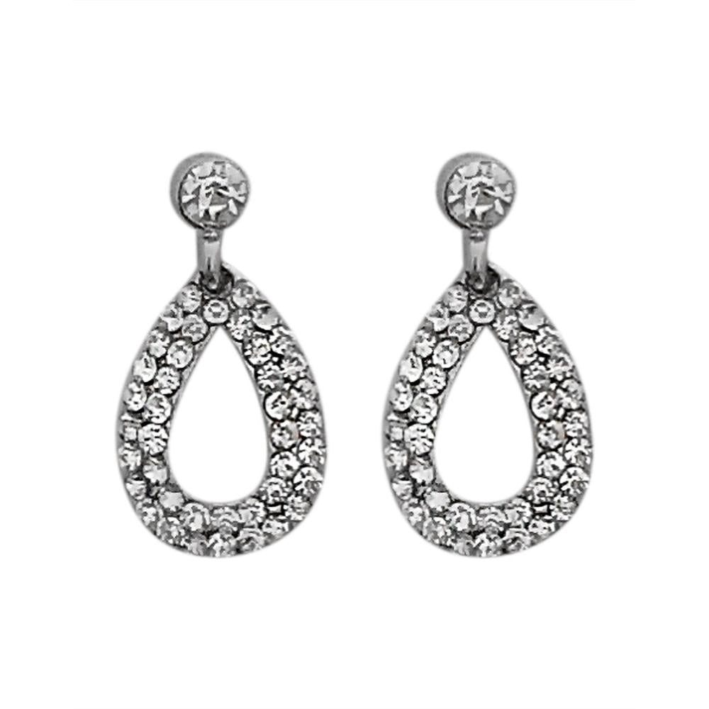 JewelMaze Austrian Stone Silver Plated Stud Earrings ( assorted design )
