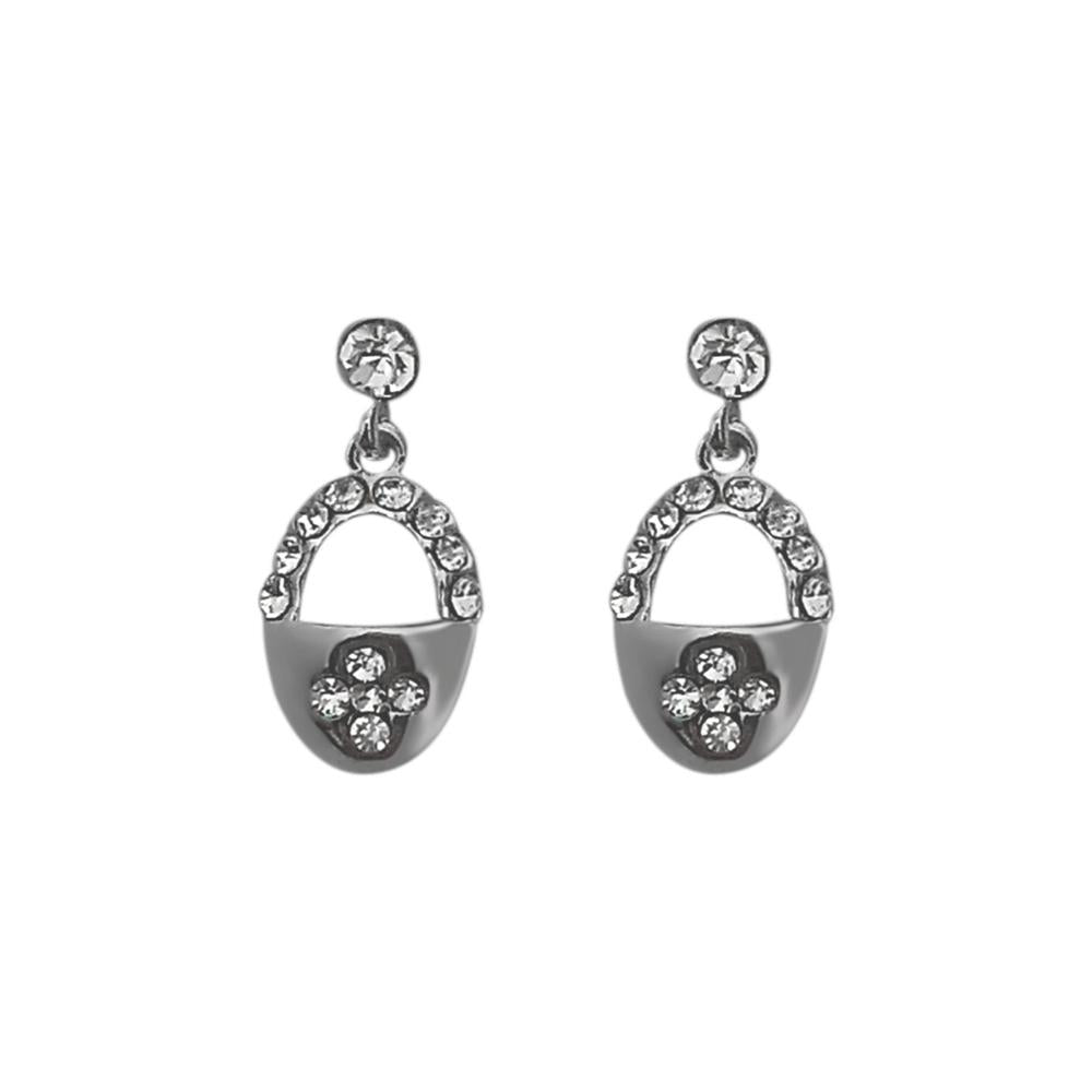 JewelMaze Austrian Stone Silver Plated Stud Earrings ( assorted design )