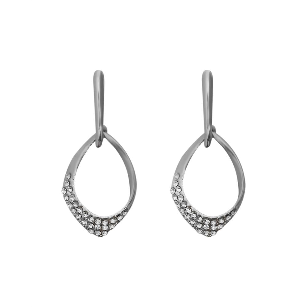 JewelMaze Austrian Stone Silver Plated Stud Earrings ( assorted design )