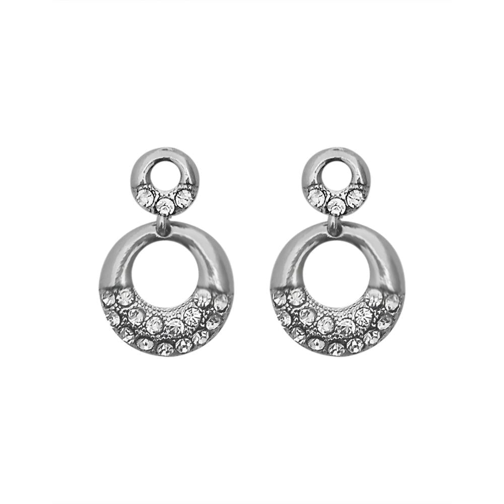 JewelMaze Austrian Stone Silver Plated Stud Earrings ( assorted design )