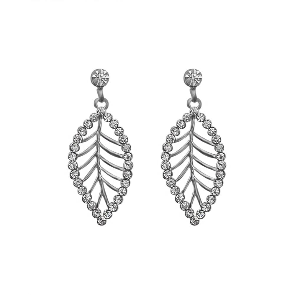 JewelMaze Austrian Stone Silver Plated Stud Earrings ( assorted design )