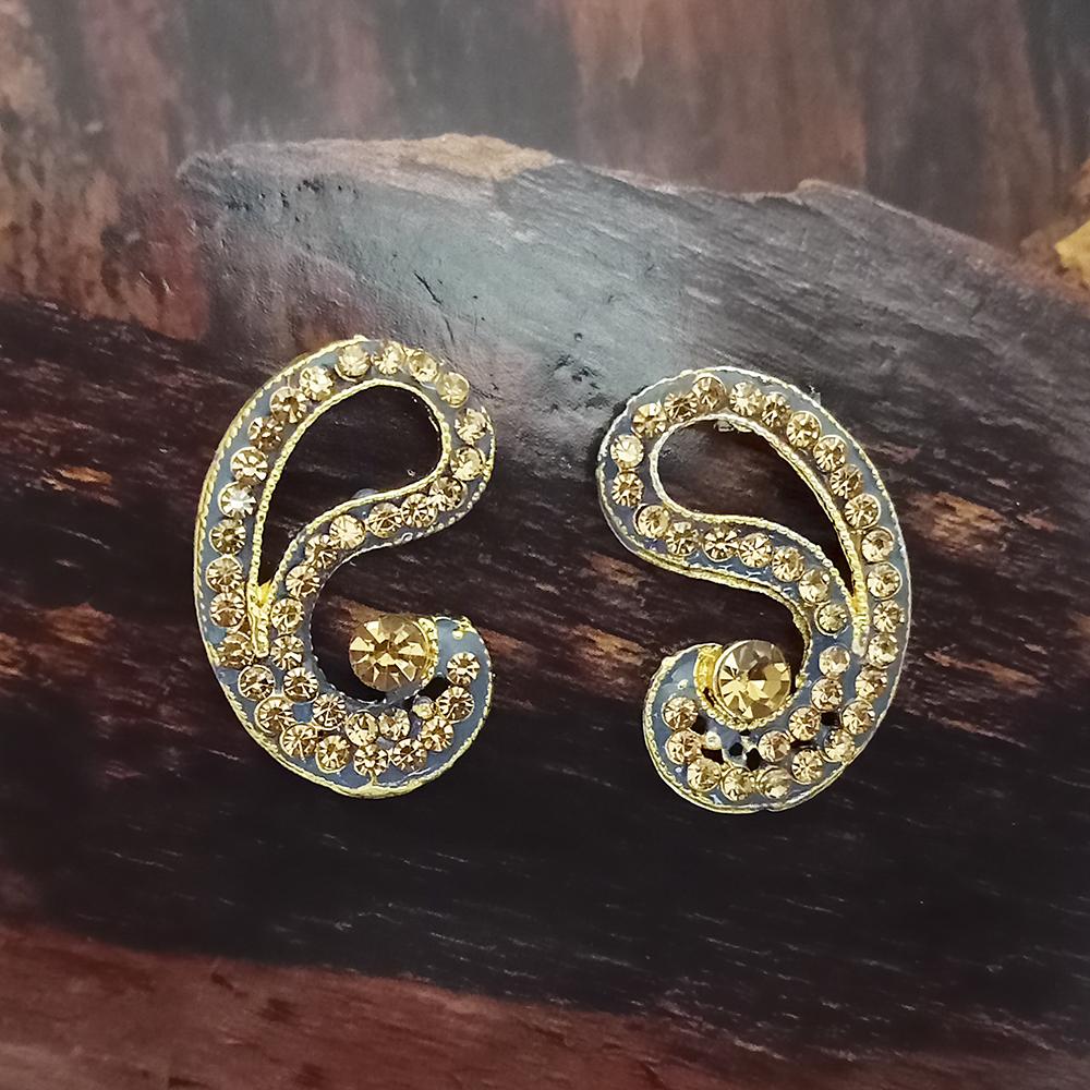 Adi Gold Plated Red Meenakari And Austrian Stone Stud Earrings  -  1319231A