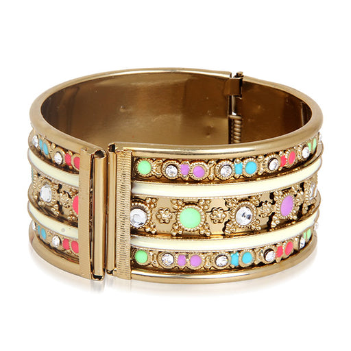 Kriaa Multicolor Meenakari Stone Gold Plated Kada