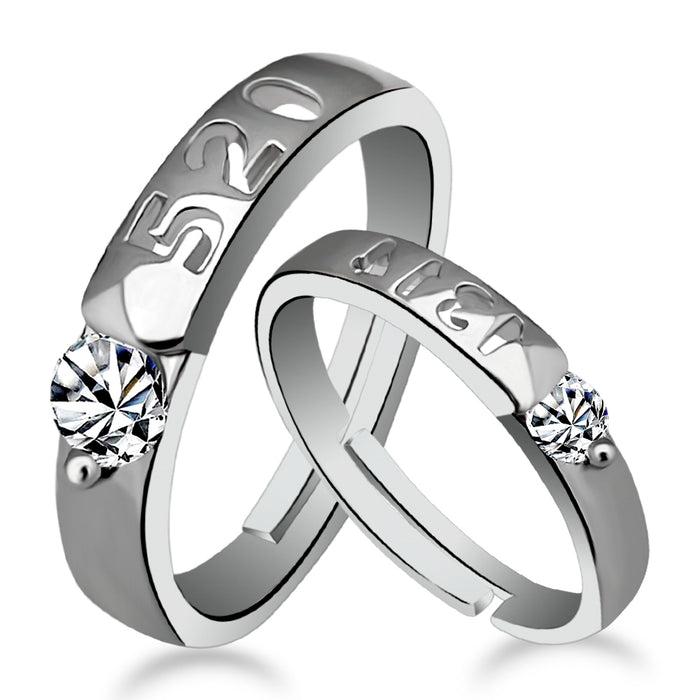 SILVER SHINE Silver Shine Adjustable Party Wear Couple Rings Set for lovers  Silver Plated Solitaire for Men and Women 2 Pair Alloy Ring Set Price in  India - Buy SILVER SHINE Silver