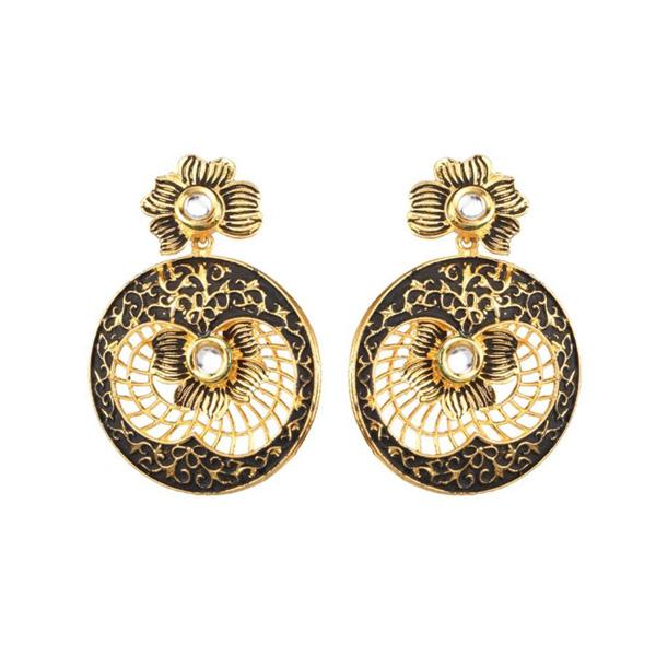 The99jewel Gold Plated White Kundan Dangler Earrings