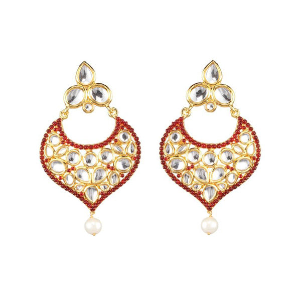 The99Jewel Gold Plated Maroon pota Stone Dangler Earrings