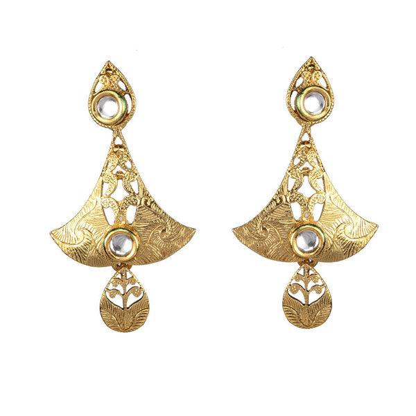 Kriaa Kundan Zinc Alloy Gold Plated Dangler Earring