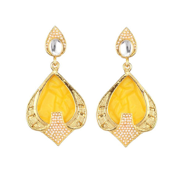 Kriaa Resin Gold Plated Pearl & Kundan Dangler Earring